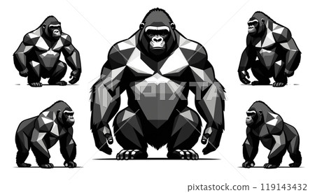 多邊形風格大猩猩│插畫集 119143432