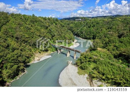 Limited Express Inaji crossing the Tenryu River in Iida City 119143559