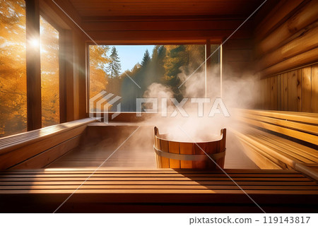 Sauna steam 119143817