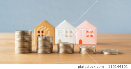 Coins and real estate lined up, asset depreciation, depreciable assets Coins and real estate lined up, asset depreciation, depreciable assets 119144101