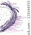 Close-up of a strawberry drawn by hand with a purple pen 119144555