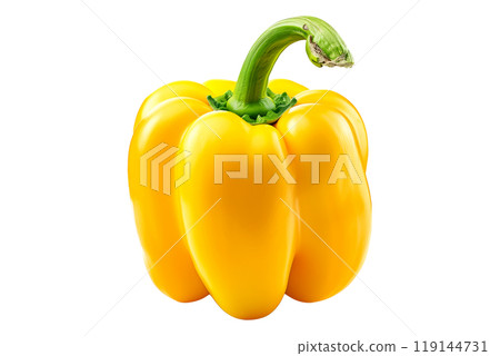 Orange bell pepper with green stem isolated on a white background. 119144731