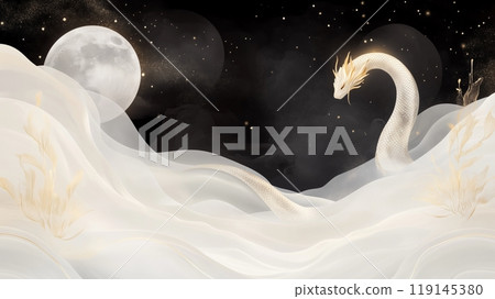 Moon Festival. Background of the symbol Dragon, a revered mystical creature in different cultures. 119145380