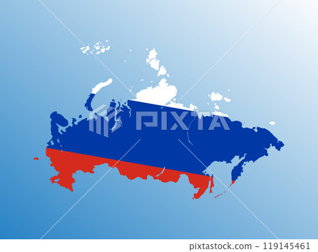 Abstract Map of Russia with Russian flag, new territories. Vector illustration. Banner, copy space, template Abstract Map of Russia with Russian flag, new territories. Vector illustration. Banner, copy space, template 119145461