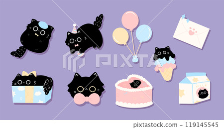 black cat with birthday cake vector illustration black cat with birthday cake vector illustration 119145545