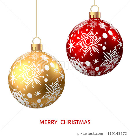 Christmas  balls  with pattern  isolated on white background. 119145572