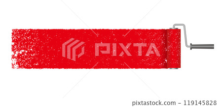 用油漆滾筒塗的紅色背景 用油漆滾筒塗的紅色背景 119145828