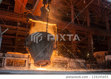 Smelting metal in a metallurgical plant 119145855