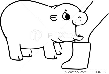 Baby Happy Pygmy bouncy hippo doodle outline coloring image 119146152