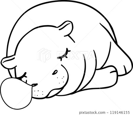 Baby Happy Pygmy bouncy hippo doodle outline coloring image Baby Happy Pygmy bouncy hippo doodle outline coloring image 119146155
