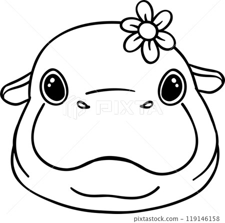 Baby Happy Pygmy bouncy hippo doodle outline coloring image Baby Happy Pygmy bouncy hippo doodle outline coloring image 119146158