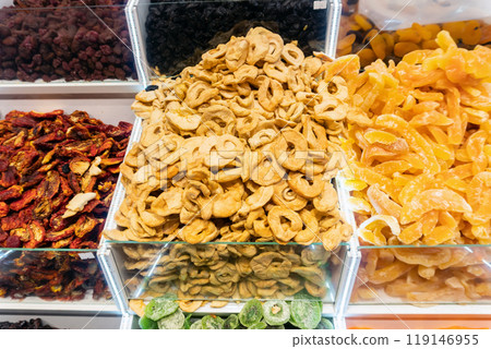 Dried Fruits Displayed in Eastern Market Dried Fruits Displayed in Eastern Market 119146955