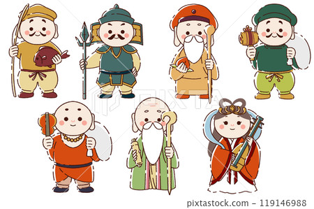 七福神插畫素材 賀年片素材 七福神插畫素材 賀年片素材 119146988