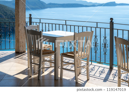 Restaurant table with sea view 119147019