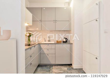 Discover a Modern Minimalist Kitchen with a Sleek Design and Bright Accents for your home Discover a Modern Minimalist Kitchen with a Sleek Design and Bright Accents for your home 119147029