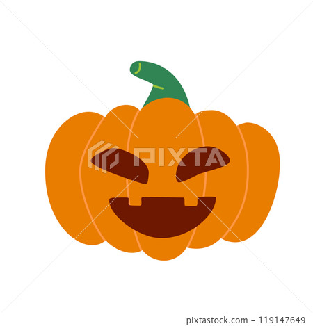 Flat vector illustration of a cute pumpkin character, ideal for Halloween designs and autumn-themed projects Flat vector illustration of a cute pumpkin character, ideal for Halloween designs and autumn-themed projects 119147649
