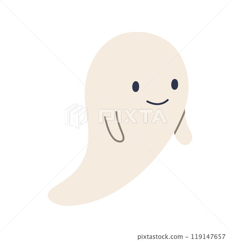 Flat vector illustration of a cute ghost character, perfect for Halloween-themed designs and childrens projects. Flat vector illustration of a cute ghost character, perfect for Halloween-themed designs and childrens projects. 119147657