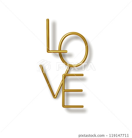 Minimalistic 3D Word Love in Elegant Golden Line Art Style - Vector Typography for Valentines Day, Wedding, and Romance Themed Designs Minimalistic 3D Word Love in Elegant Golden Line Art Style - Vector Typography for Valentines Day, Wedding, and Romance Themed Designs 119147711