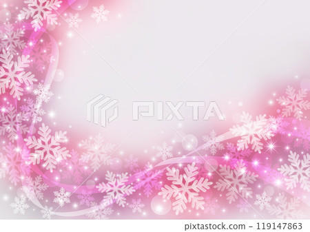 Ribbon and snowflake background, pink, for Christmas and New Year events 119147863