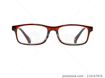 Glasses in brown transparent frame isolated on white background unisex 119147978