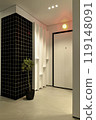 This modern hallway features a captivating minimalist design and stylish decor that impresses 119148091