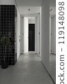 This is a contemporary interior hallway featuring modern design elements and stylish aesthetics 119148098