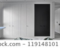 A remarkable modern minimalist wardrobe that showcases a sleek and stylish design aesthetic 119148101