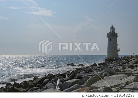 Cape Irago Lighthouse at the tip of the Atsumi Peninsula Cape Irago Lighthouse at the tip of the Atsumi Peninsula 119148252