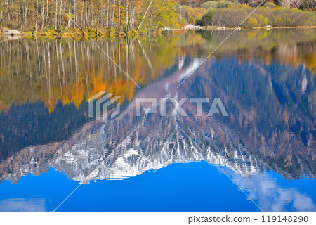 Autumn, Kamikochi, Taisho Pond, Upside-down Hotaka Autumn, Kamikochi, Taisho Pond, Upside-down Hotaka 119148290
