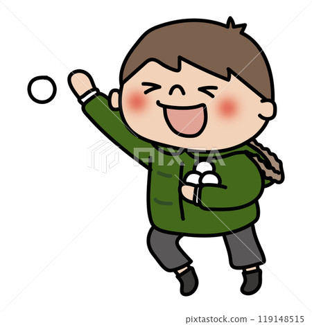 Children having a snowball fight (boy 2) 119148515
