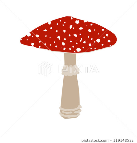 Fly agaric mushroom with red cap and white dots, Amanita muscaria mushroom, cartoon vector isolated illustration Fly agaric mushroom with red cap and white dots, Amanita muscaria mushroom, cartoon vector isolated illustration 119148552