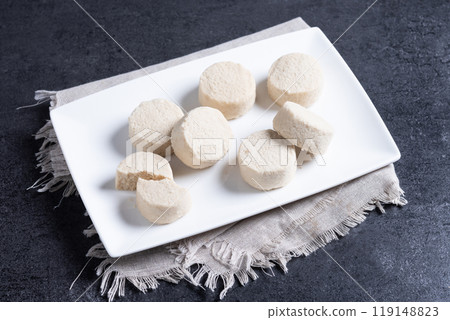 Christmas shortbread on black slate background 119148823