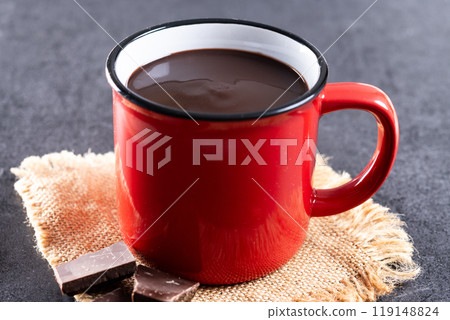 Hot chocolate on black background 119148824