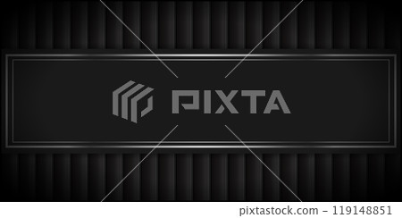 Black panel background with empty silver frame. Black planks banner. Vector illustration 119148851