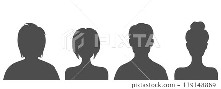 Men and women silhouettes set isolated on white background. Abstract male and female shadow portraits. Vector illustration 119148869