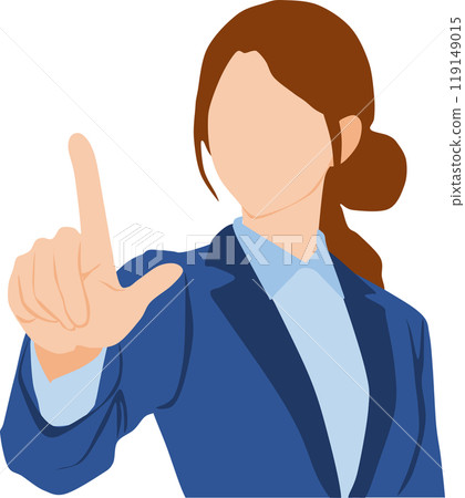 Illustration of a businesswoman pointing her finger up 119149015