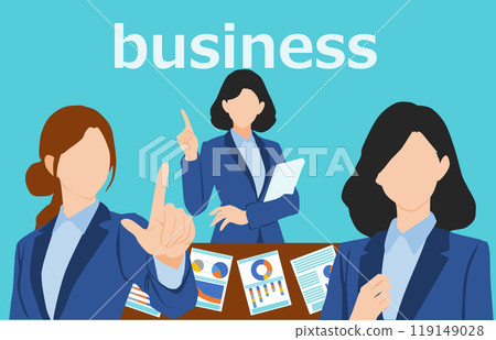 Illustration of a businesswoman thinking about business strategies 119149028