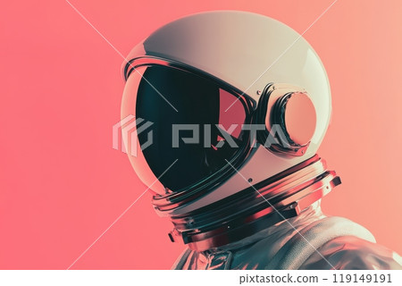 A man in a white space suit with a helmet on his head A man in a white space suit with a helmet on his head 119149191