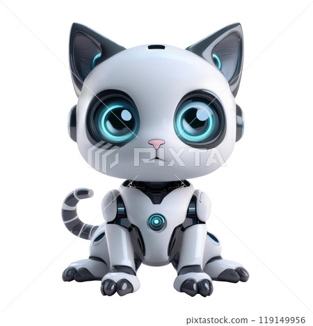 大眼睛3D卡通人物貓造型的可愛機器人 大眼睛3D卡通人物貓造型的可愛機器人 119149956