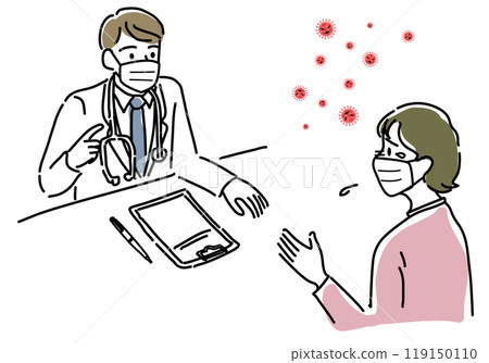 A woman being examined by a doctor for influenza 119150110