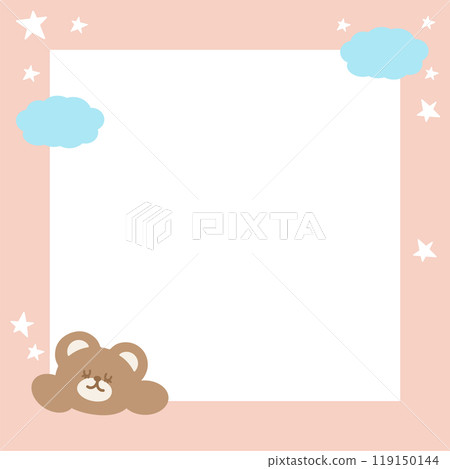 Cute square frame with teddy bear, stars, cloud for polaroid photo, banner, social media post, ad template, memo, sticky note, notepad, paper design, cook cover, animal print, zoo, souvenir shop Cute square frame with teddy bear, stars, cloud for polaroid photo, banner, social media post, ad template, memo, sticky note, notepad, paper design, cook cover, animal print, zoo, souvenir shop 119150144