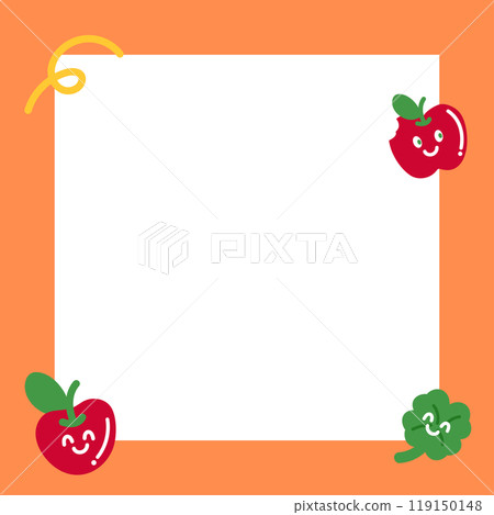 Cute square frame with apple, clover leaf for polaroid photo, banner, social media post, ad template, memo, sticky note, notepad, paper design, card, spring, summer, fruity frame, cartoon, lucky icon Cute square frame with apple, clover leaf for polaroid photo, banner, social media post, ad template, memo, sticky note, notepad, paper design, card, spring, summer, fruity frame, cartoon, lucky icon 119150148