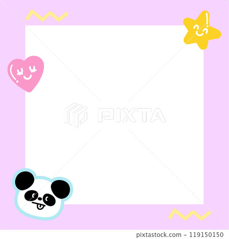 Cute square frame with panda, heart, star for polaroid photo, banner, social media post, ad template, memo, sticky note, notepad, paper design, animal print, zoo, souvenir shop, Valentine card Cute square frame with panda, heart, star for polaroid photo, banner, social media post, ad template, memo, sticky note, notepad, paper design, animal print, zoo, souvenir shop, Valentine card 119150150
