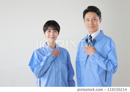 穿著工作服的男女員工_交給我們pose_2 穿著工作服的男女員工_交給我們pose_2 119150214