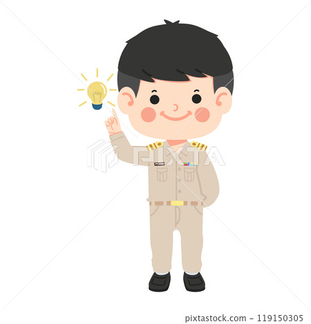 Thai man teacher in government employee uniform 119150305
