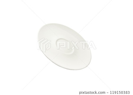 White saucer for tea or coffee on isolated white background close up 119150383
