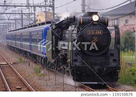 SL Minakami, pulled by D51-498 locomotive, running at full speed on the Joetsu Line_Photo taken on 2009/9/23 SL Minakami, pulled by D51-498 locomotive, running at full speed on the Joetsu Line_Photo taken on 2009/9/23 119150676