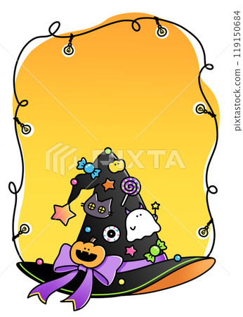 萬聖節帽子和燈泡框架 萬聖節帽子和燈泡框架 119150684