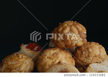 assortment of panellets, typical of Catalonia, Spain assortment of panellets, typical of Catalonia, Spain 119151065