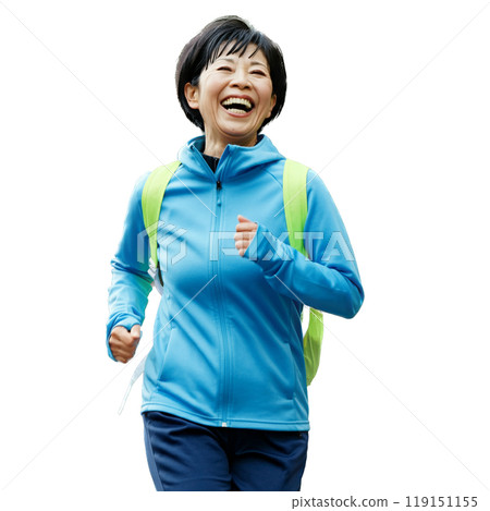 A woman wearing training wear 119151155